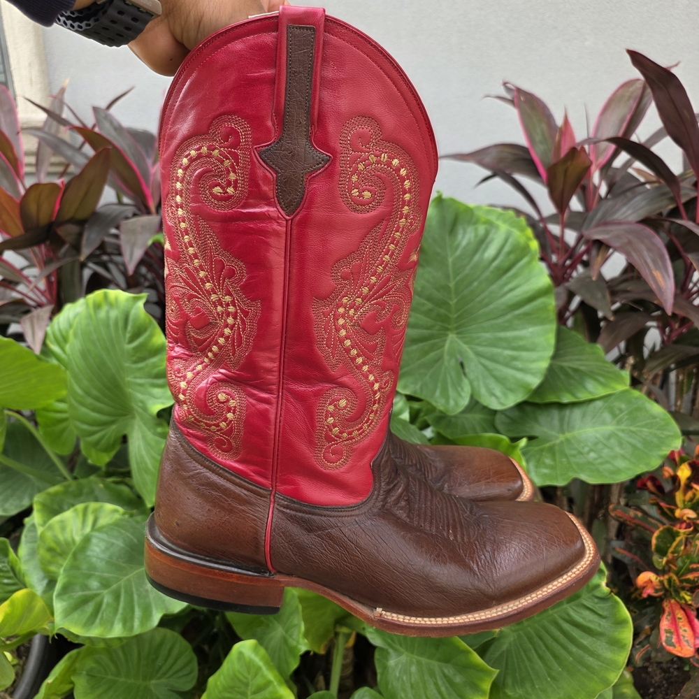 Ferrini Red and Brown Embroidered Boots - image 1